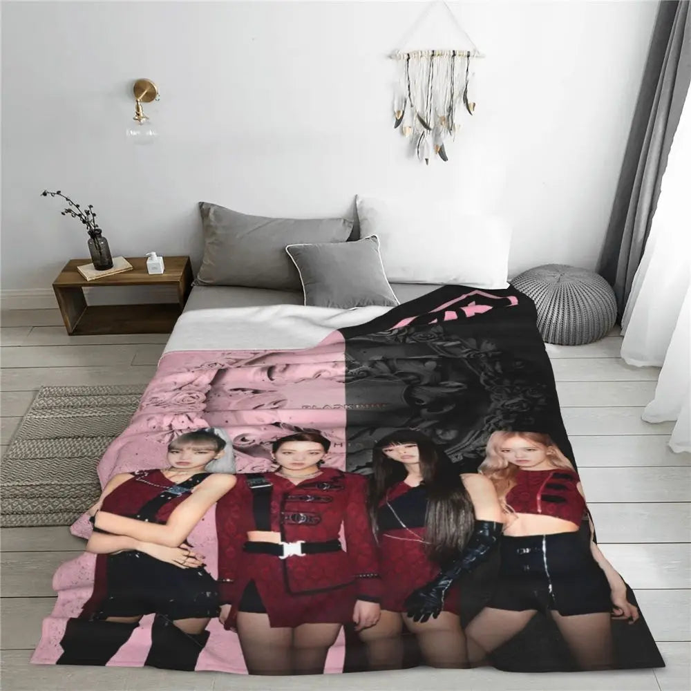 Music Idol Black-Pinks Girl Blankets Flannel All Season in USA