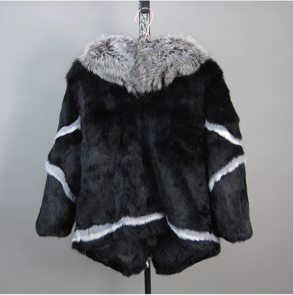 New Arrival Fashion Women Winter Full Pelt Rabbit Fur Coat in USA