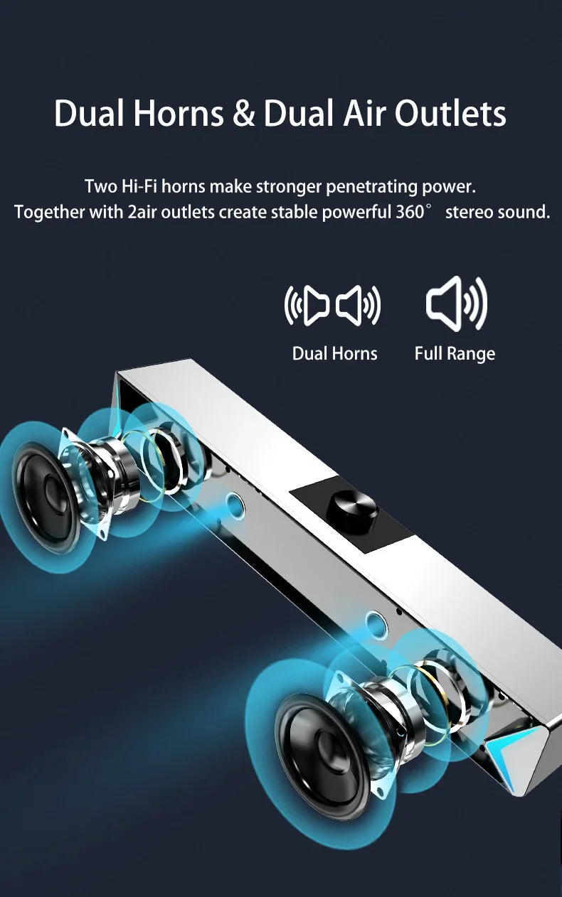 TV Sound Bar Computer Speakers AUX USB Wired Wireless in USA.