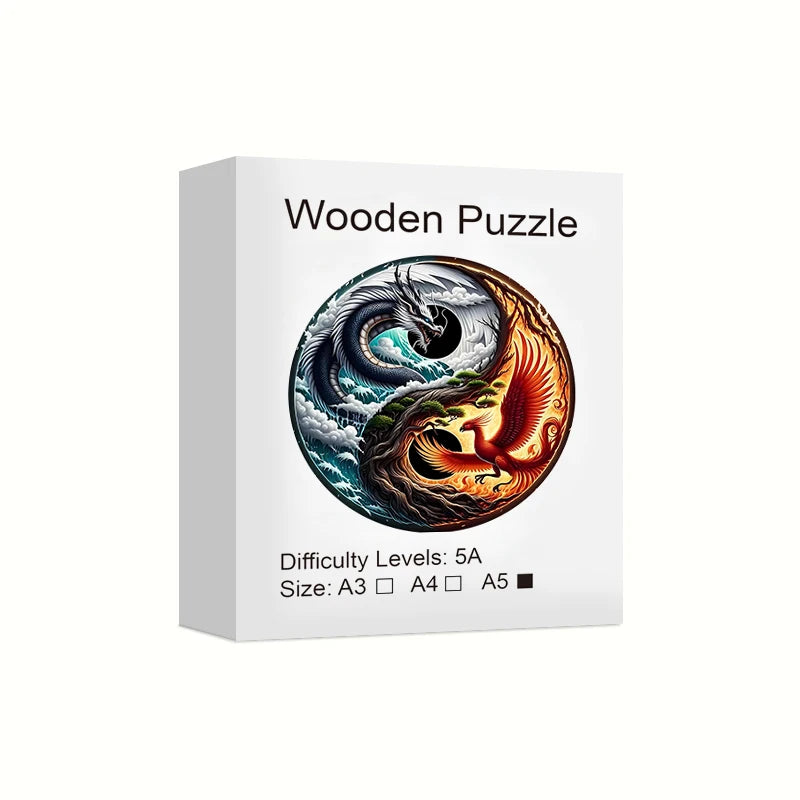 Dragon Phoenix Wooden Puzzle, Uniquely Irregular Animal Shaped in USA