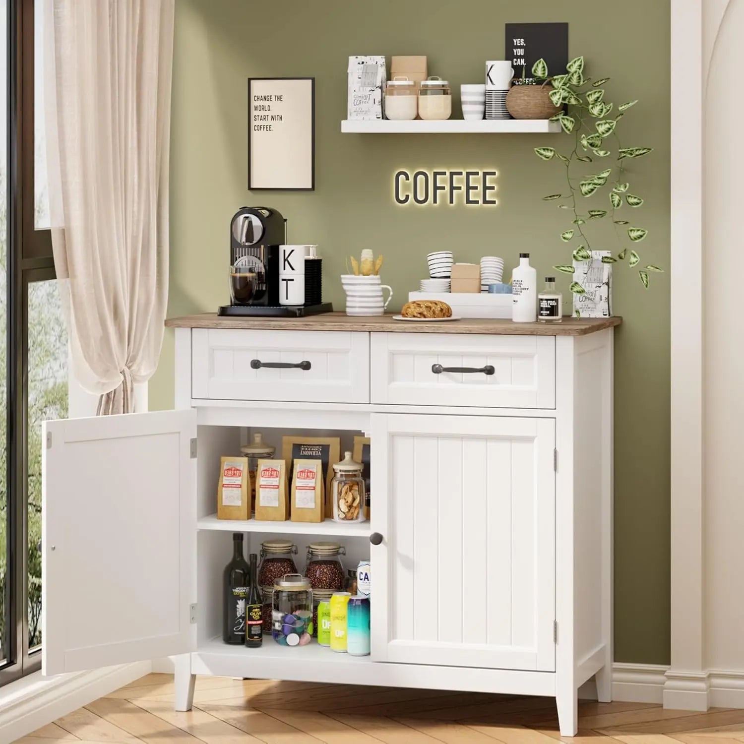 Kitchen Sideboard Buffet Cabinet, Large Kitchen Storage IN USA.