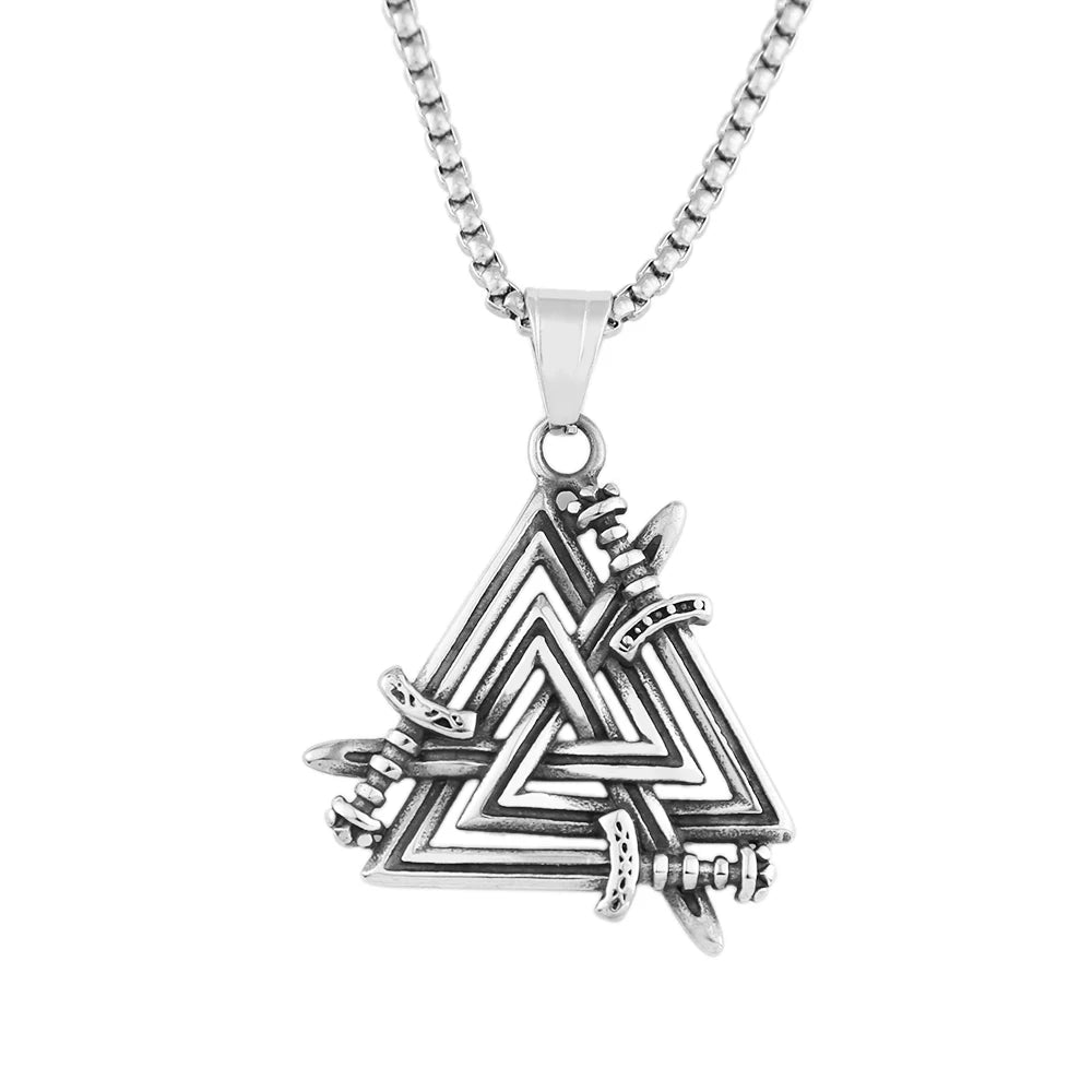 New Vintage Vikings Odin Triangle Pendant Necklace in USA