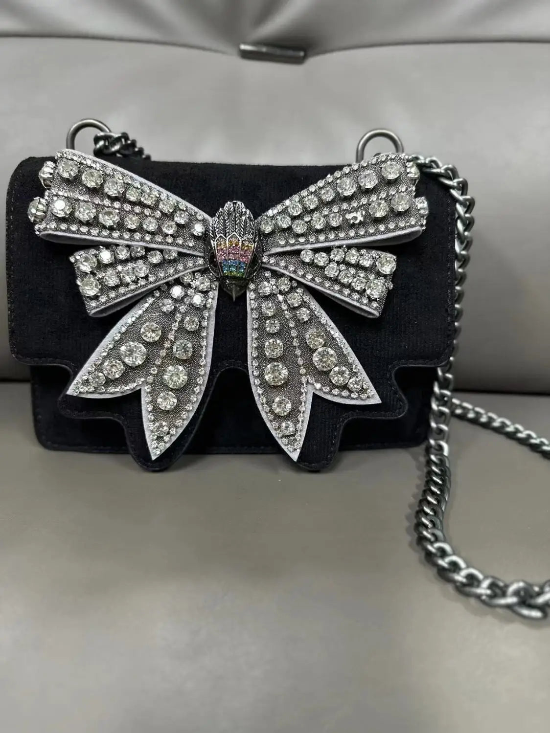 KURT GEIGER LONDON Diamond Studded Bow Bag Fashion in USA