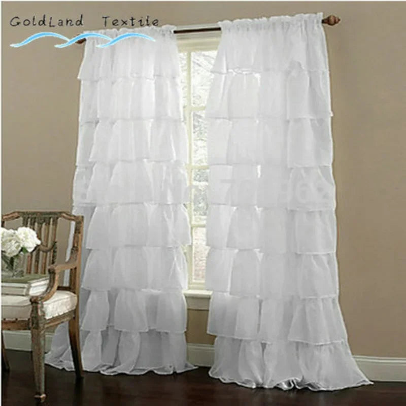 New Hot Ruffle Rod Pocket Organza Window Curtain in USA