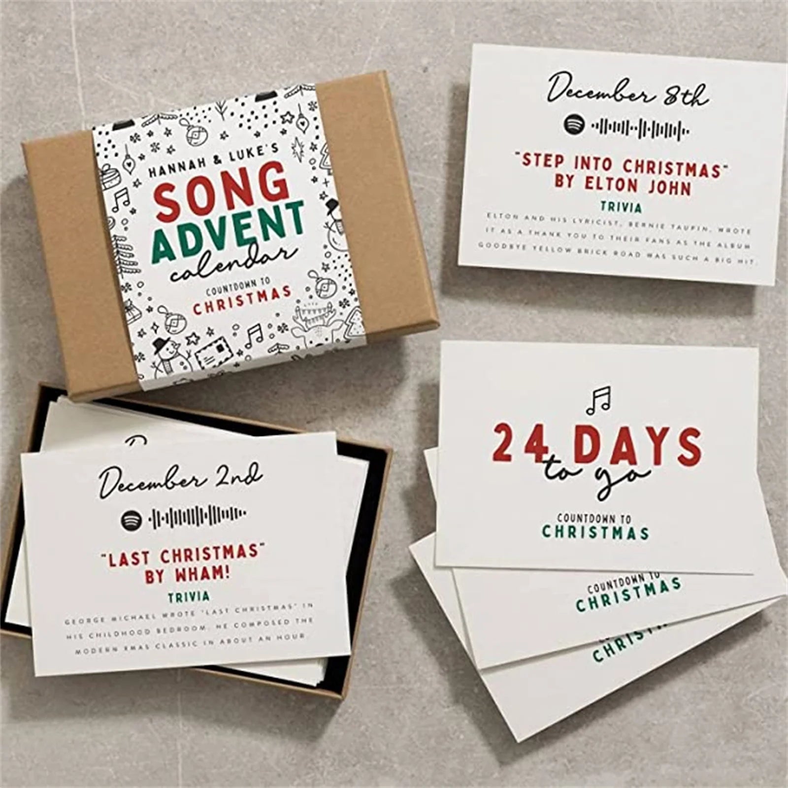 Christmas Advent Calendar Countdown Cards Gift for Adult