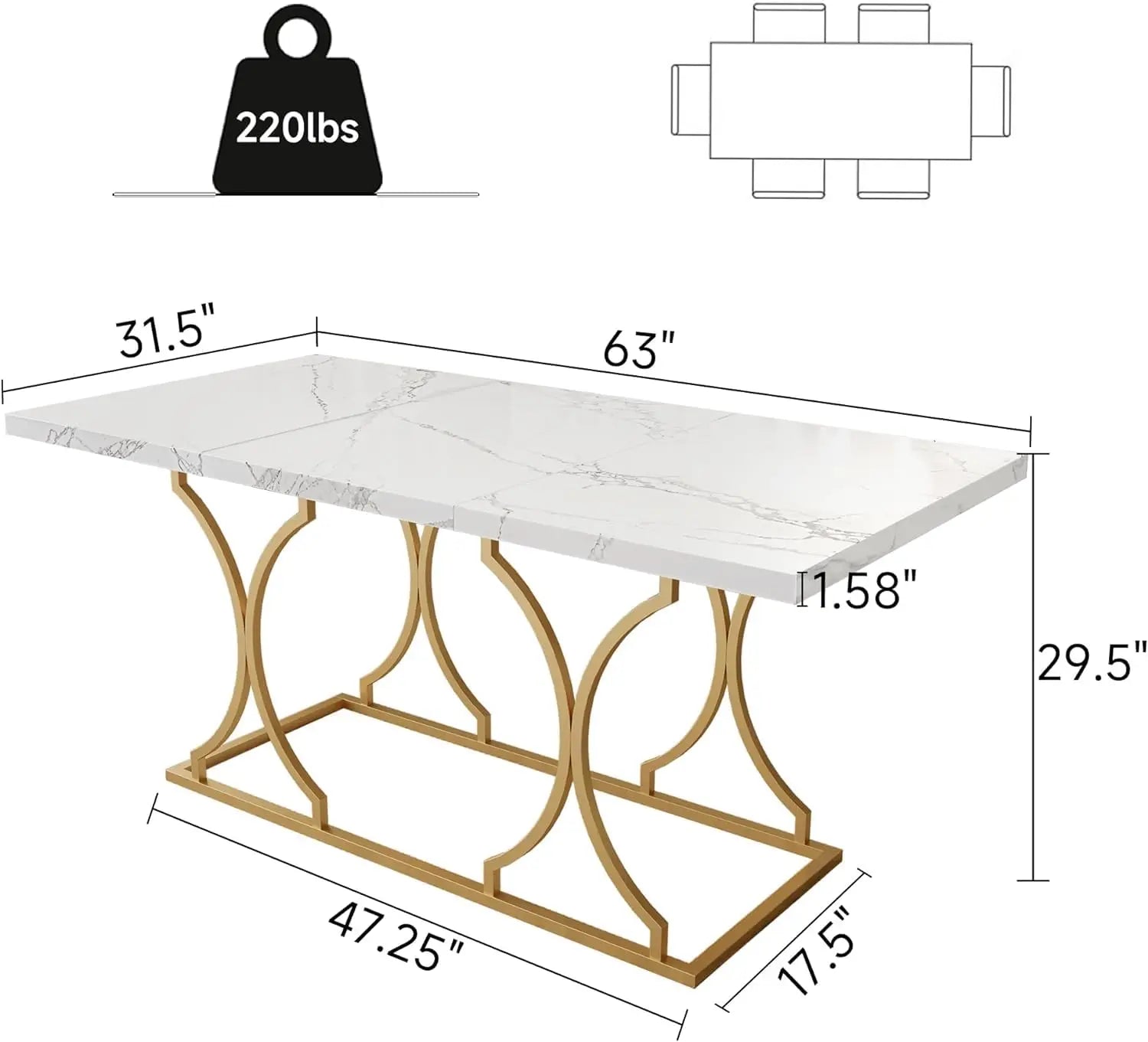 Luxury Dining Table Kitchen Dining Room Table Rectangle IN USA.