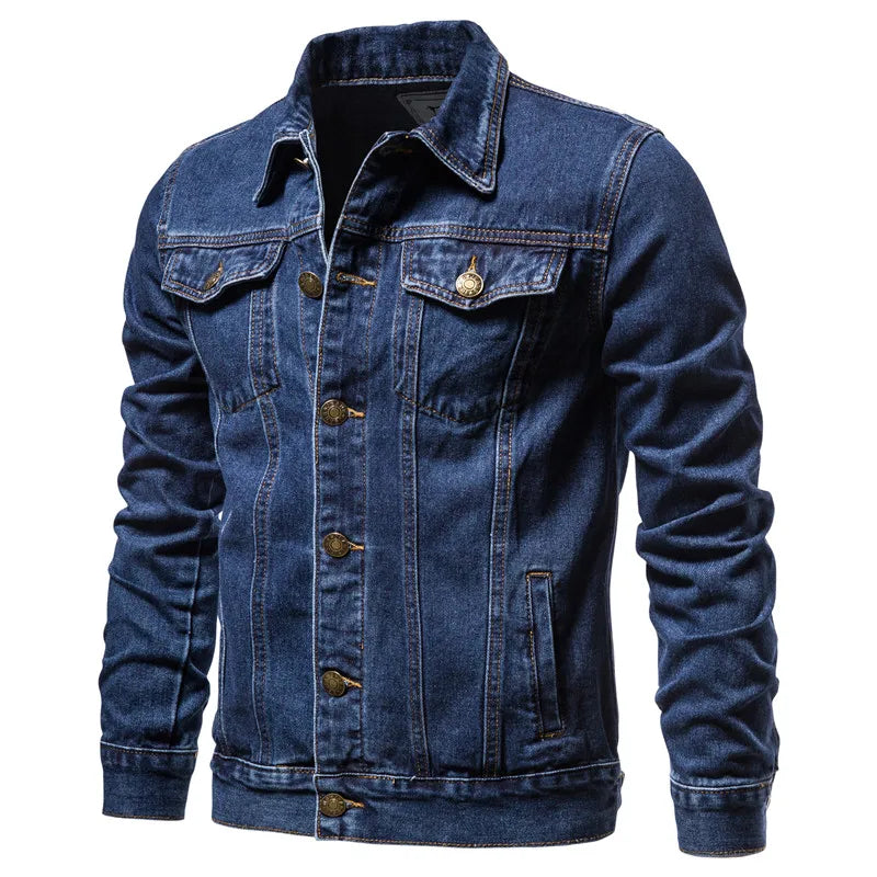 2023 Spring Men Solid Lapel Denim Jackets Fashion Motorcycle Jeans Jac