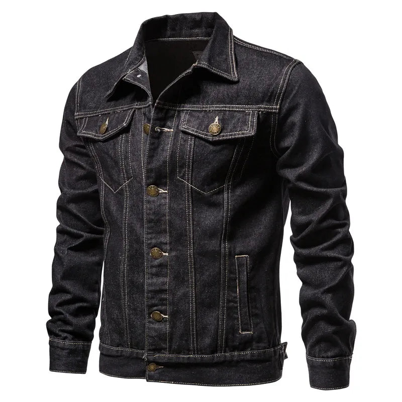 2023 Spring Men Solid Lapel Denim Jackets Fashion Motorcycle Jeans Jac