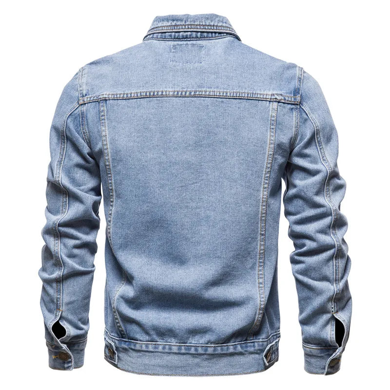 2023 Spring Men Solid Lapel Denim Jackets Fashion Motorcycle Jeans Jac