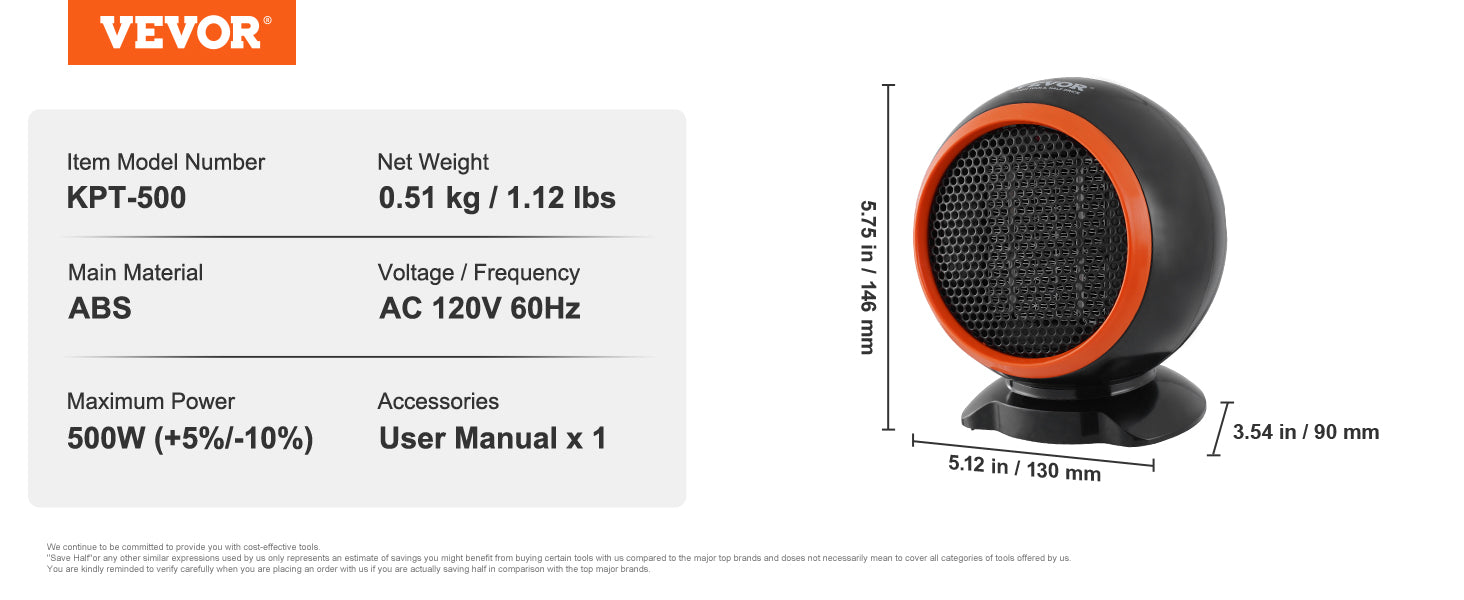 VEVOR Electric Space Heater Thermostat Remote Control IN USA.