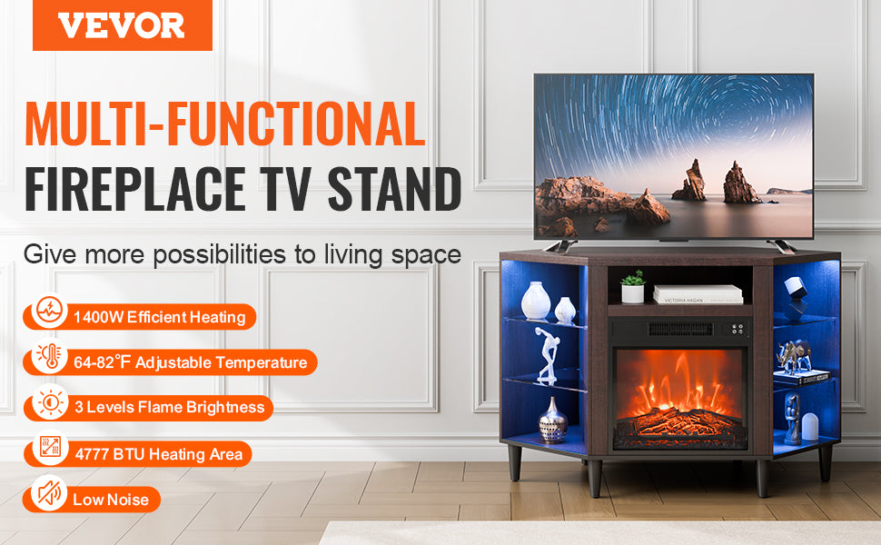 VEVOR Electric Fireplace TV Stand TVs Corner Console IN USA.