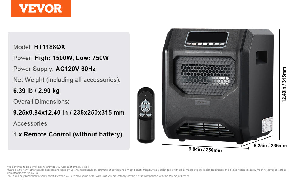 Infrared Heater Remote Control Electric Space Heater in USA.