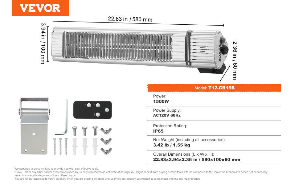 VEVOR Hanging Patio Heater Pull Cord Adjustable IN USA.